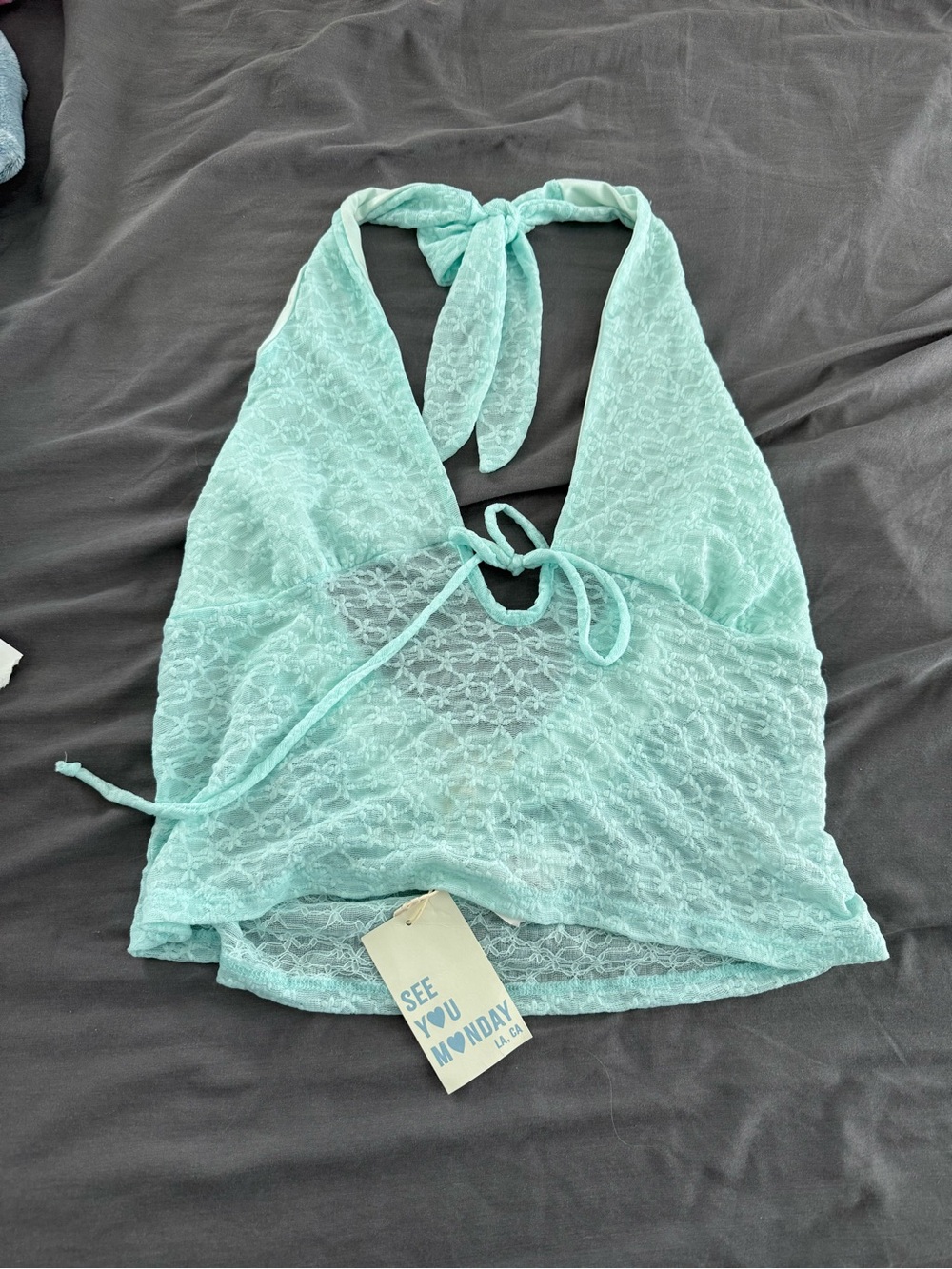 NWT See You Monday Women's Mint Lace Top
